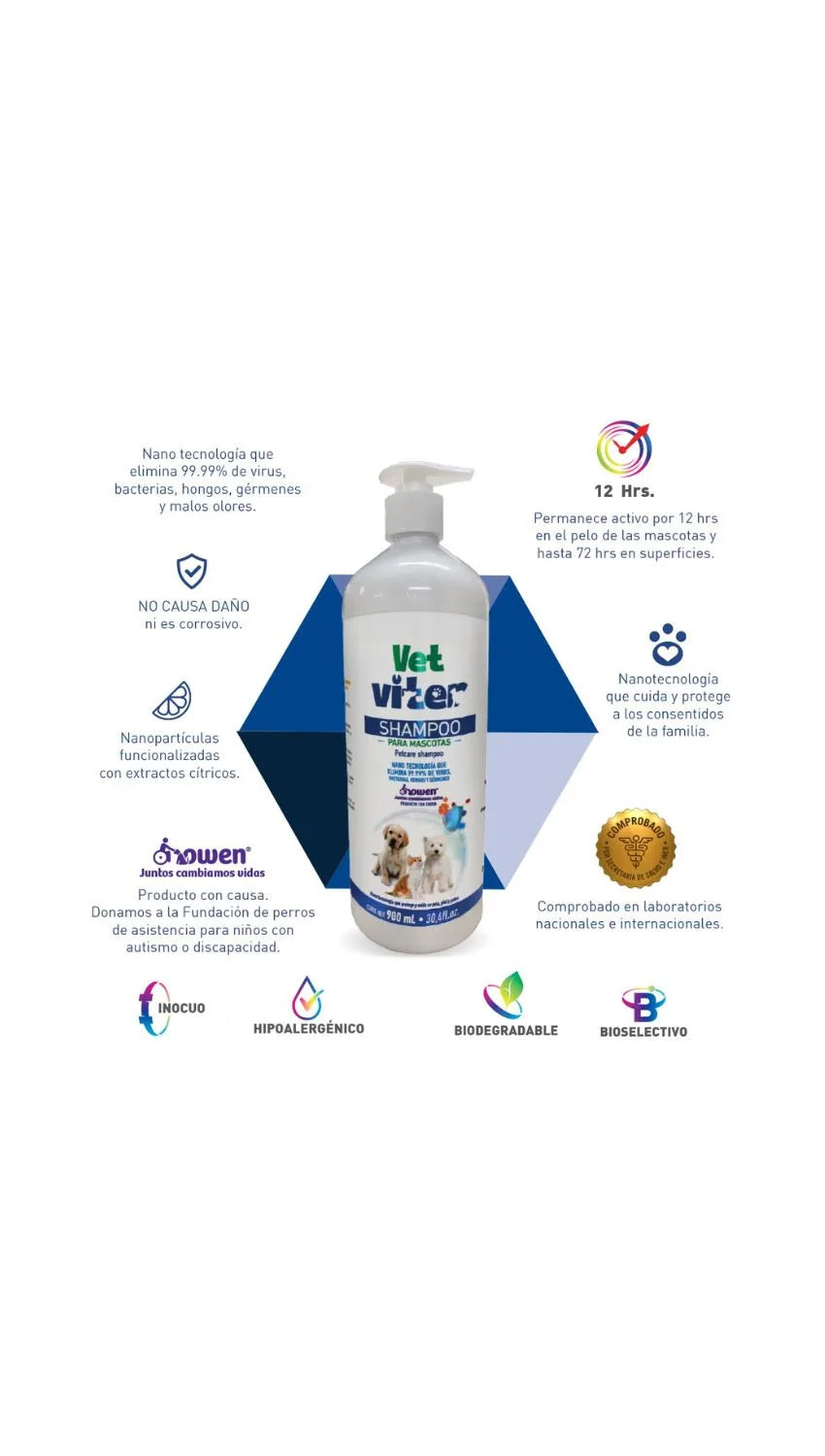SHAMPOO PARA MASCOTAS VET-VITER® 900 ml.