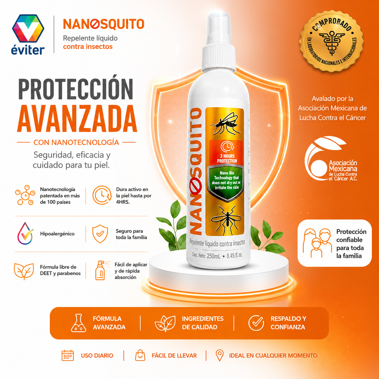 NANOSQUITO® REPELENTE LÍQUIDO FAMILIAR 250 ml