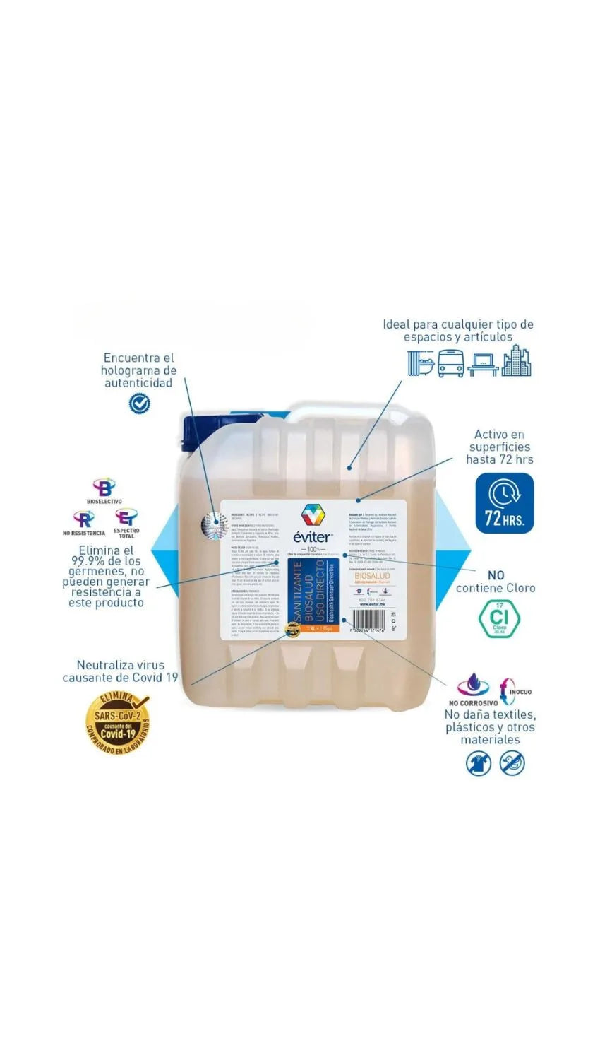 SANITIZANTE BIOSALUD USO DIRECTO ÉVITER® 4 LT