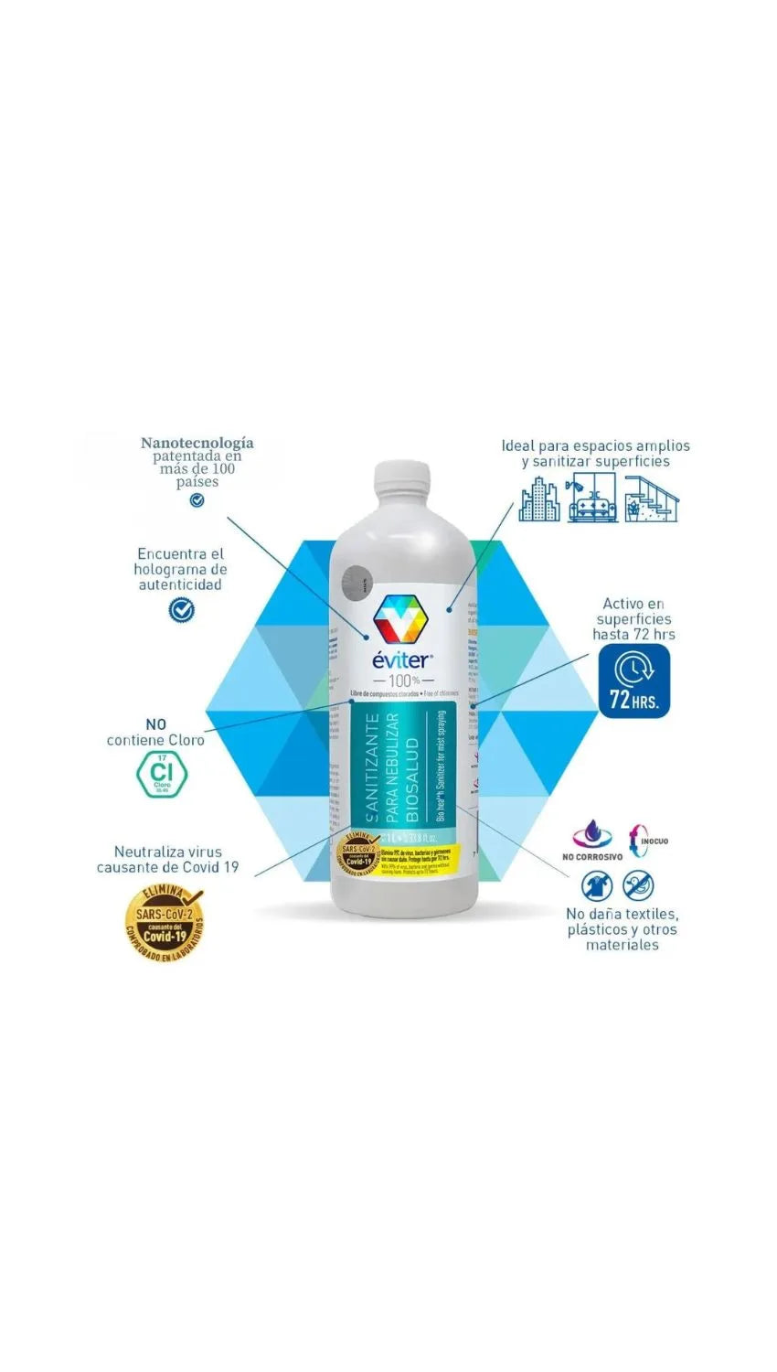 SANITIZANTE PARA NEBULIZAR BIOSALUD ÉVITER® 1 lt.