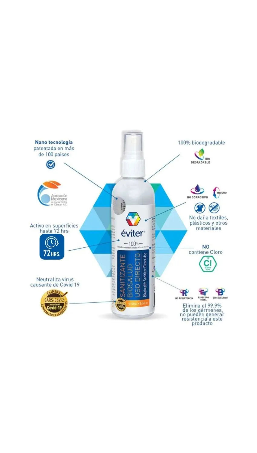 SANITIZANTE BIOSALUD USO DIRECTO ÉVITER® 250 ML