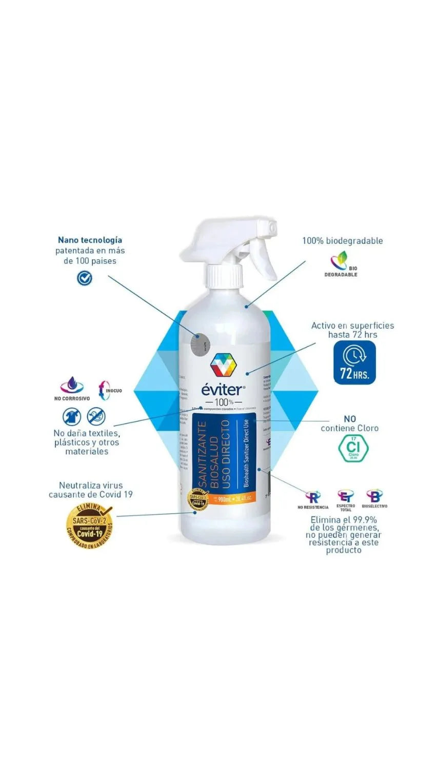 SANITIZANTE BIOSALUD USO DIRECTO ÉVITER® 900 ML