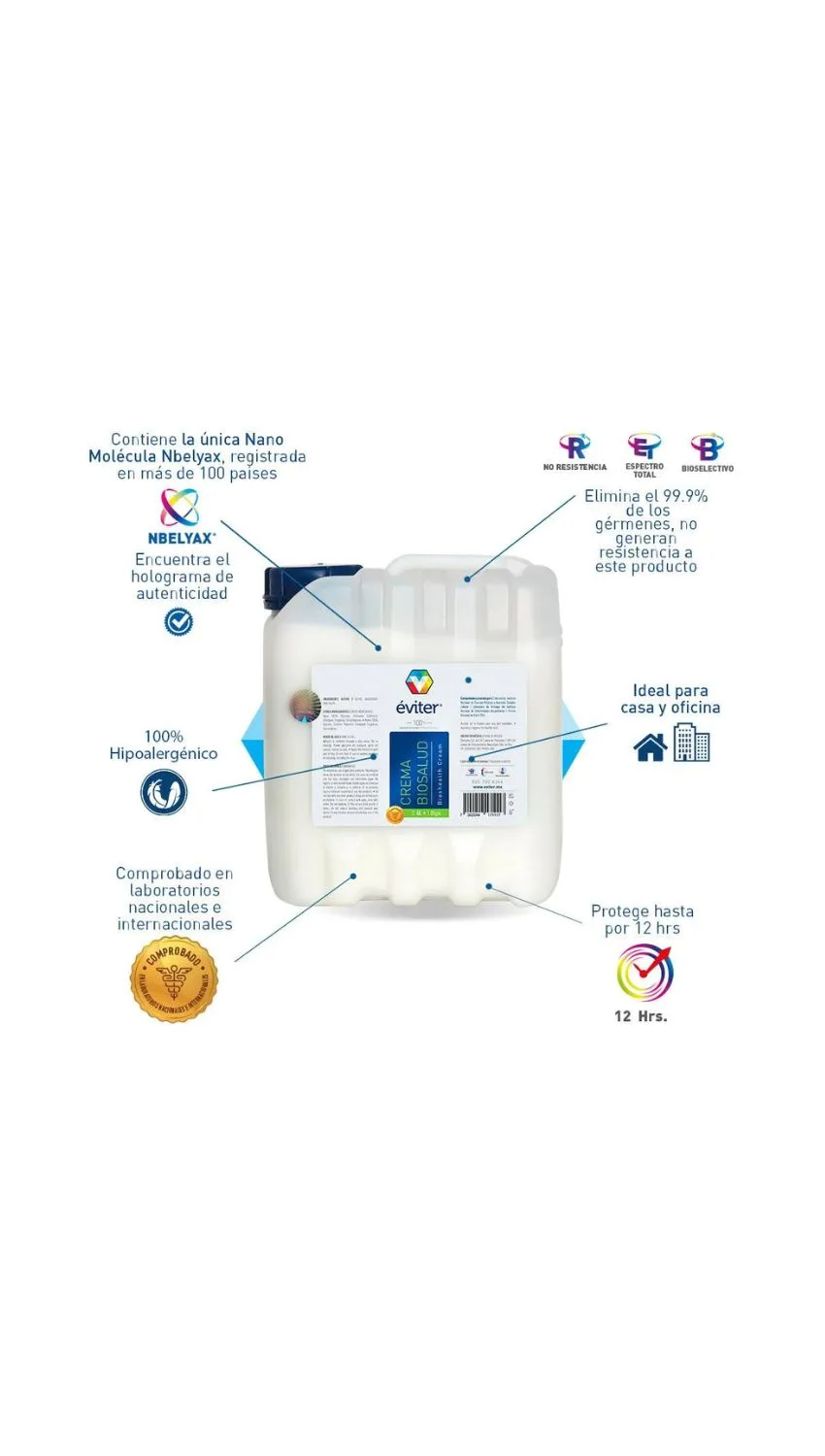 CREMA ANTISÉPTICA BIOSALUD ÉVITER® 4 LT