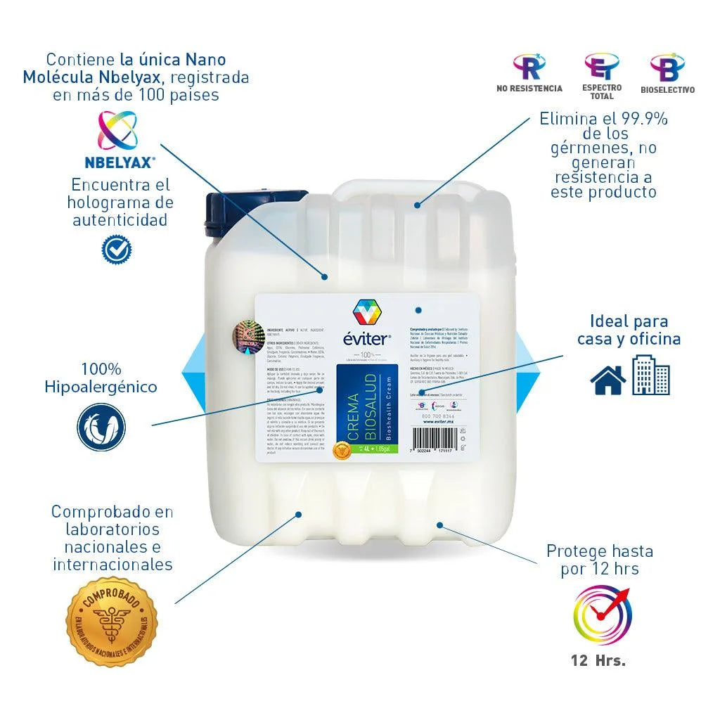 CREMA ANTISÉPTICA BIOSALUD ÉVITER® 4 LT
