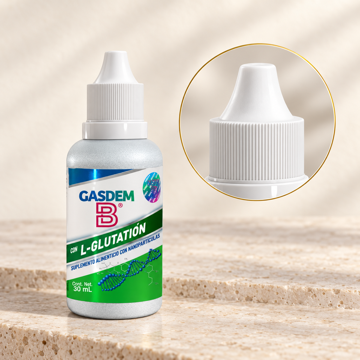Detalle del envase de GASDEM-B® | L-GLUTATIÓN