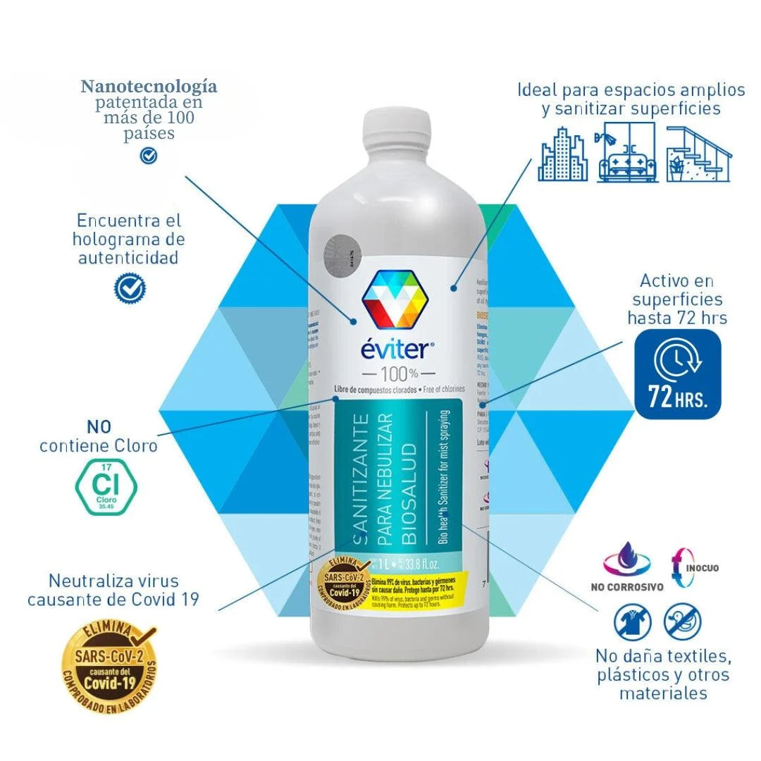 SANITIZANTE PARA NEBULIZAR BIOSALUD ÉVITER® 1 lt.