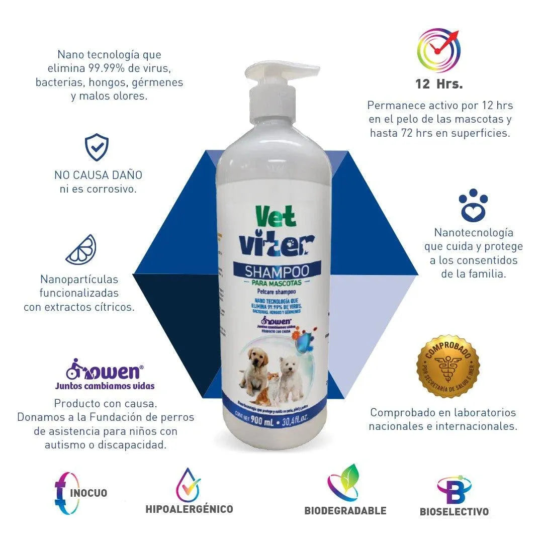 SHAMPOO PARA MASCOTAS VET-VITER® 900 ml.