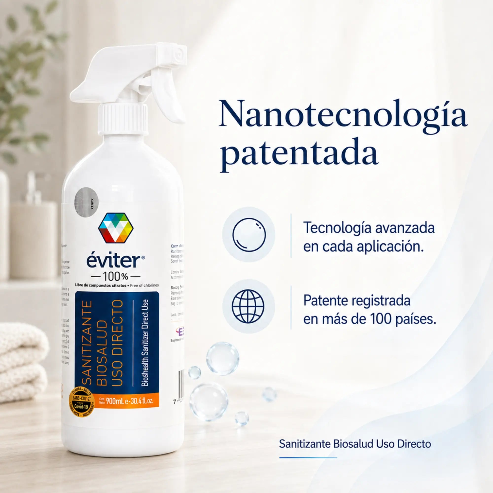 SANITIZANTE BIOSALUD USO DIRECTO ÉVITER® 900 ML