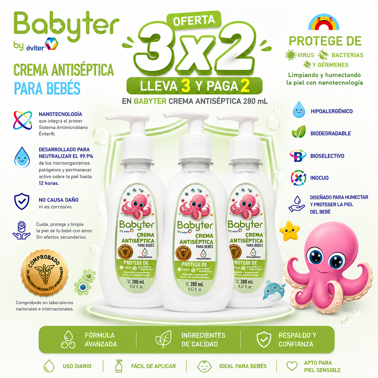 3x2 CREMA ANTISÉPTICA BABYTER®