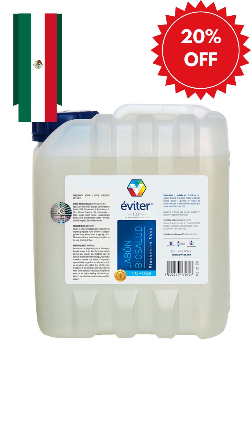 JABÓN ANTISÉPTICO BIOSALUD ÉVITER® 4 lt.