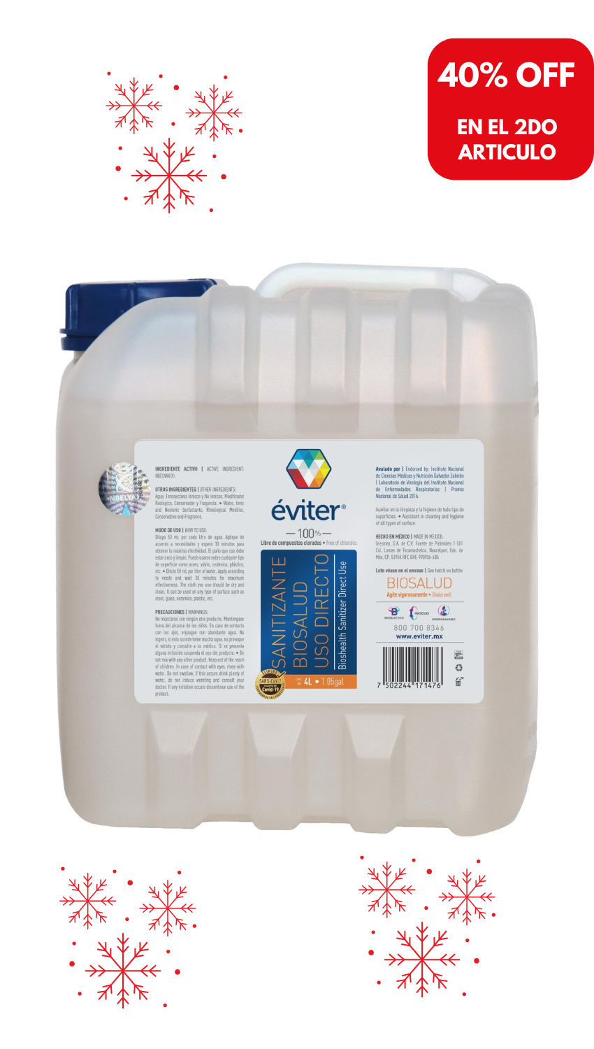 SANITIZANTE BIOSALUD USO DIRECTO ÉVITER® 4 LT