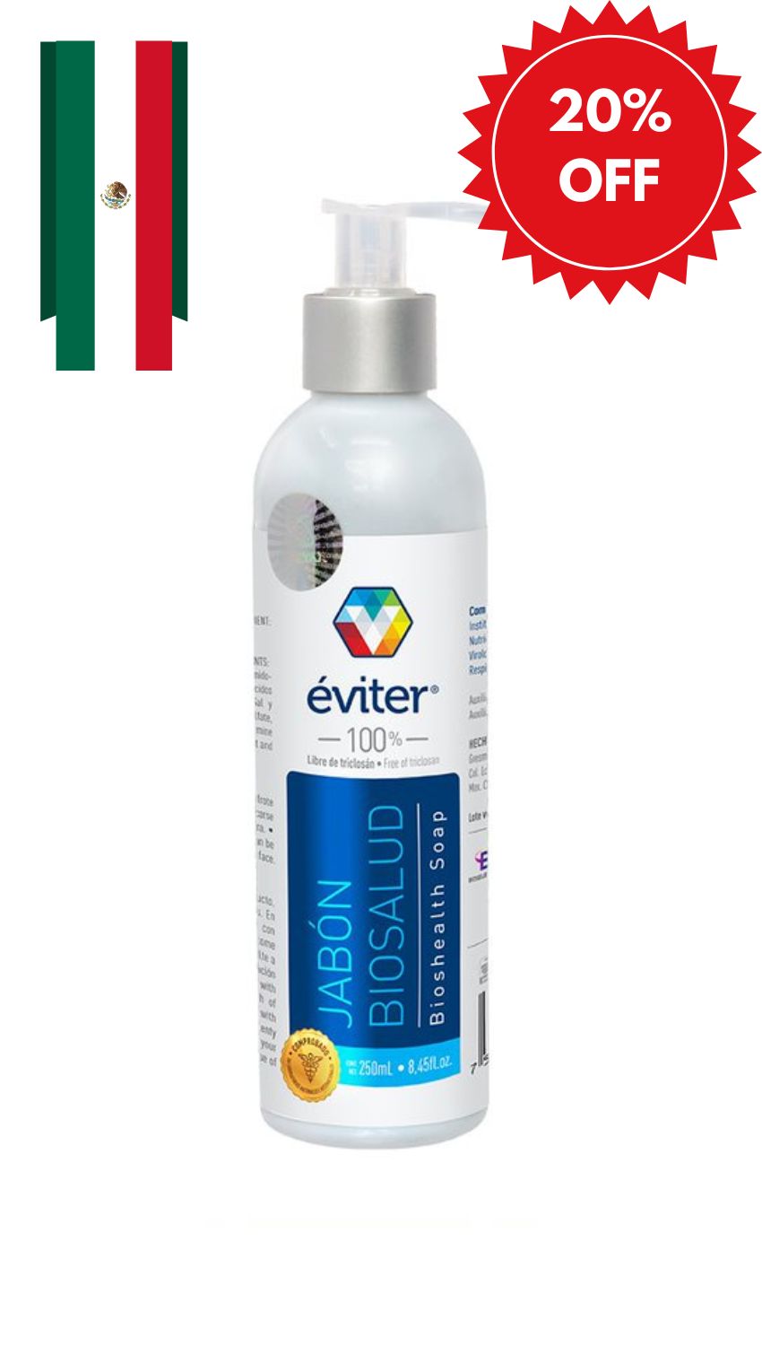 JABÓN ANTISÉPTICO BIOSALUD ÉVITER® 250 ml.
