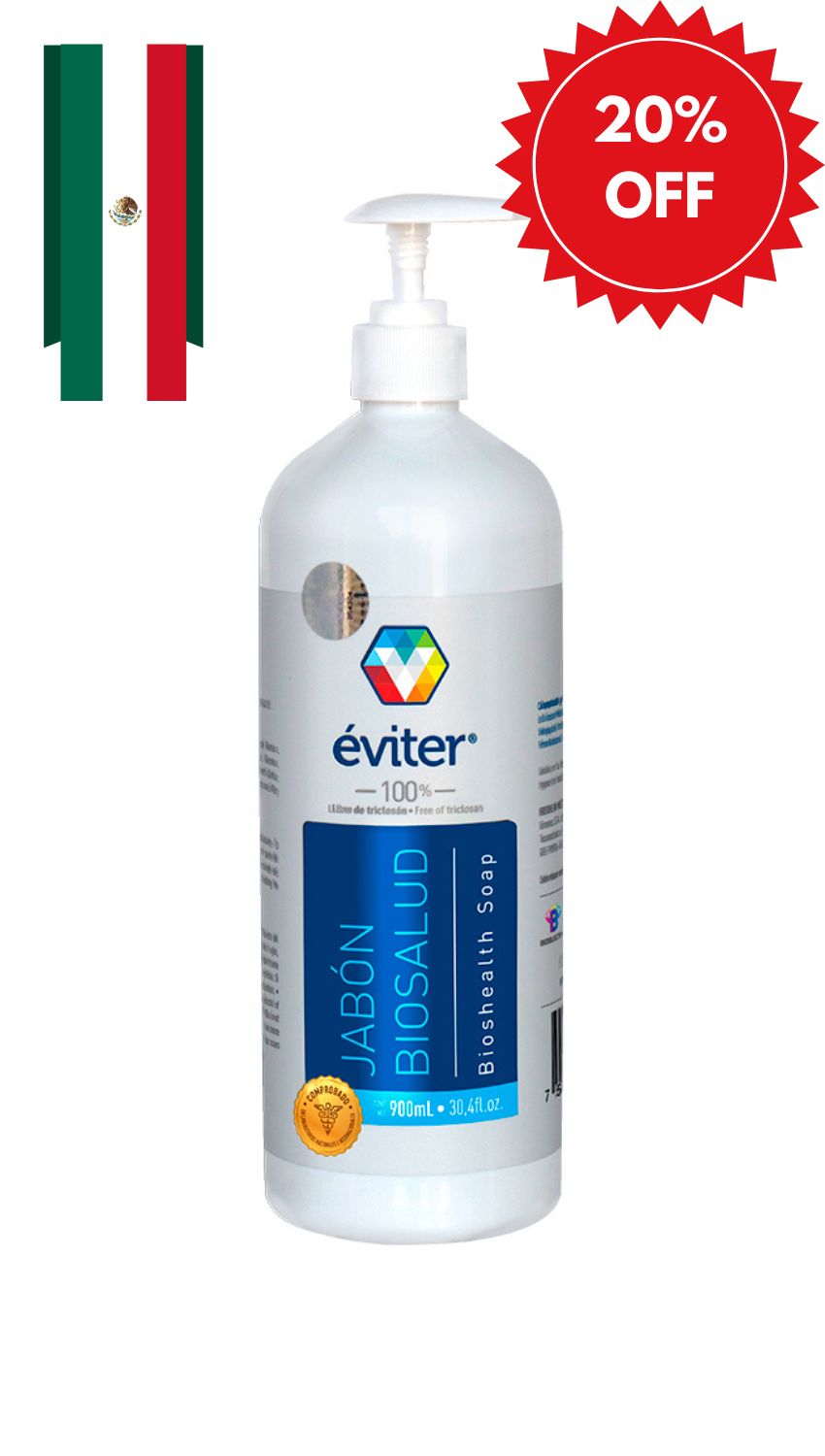 JABÓN ANTISÉPTICO BIOSALUD ÉVITER® 900 ml.