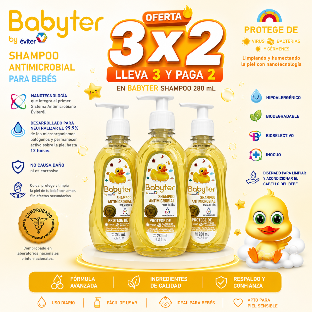 3x2 SHAMPOO ANTIMICROBIANO BABYTER®