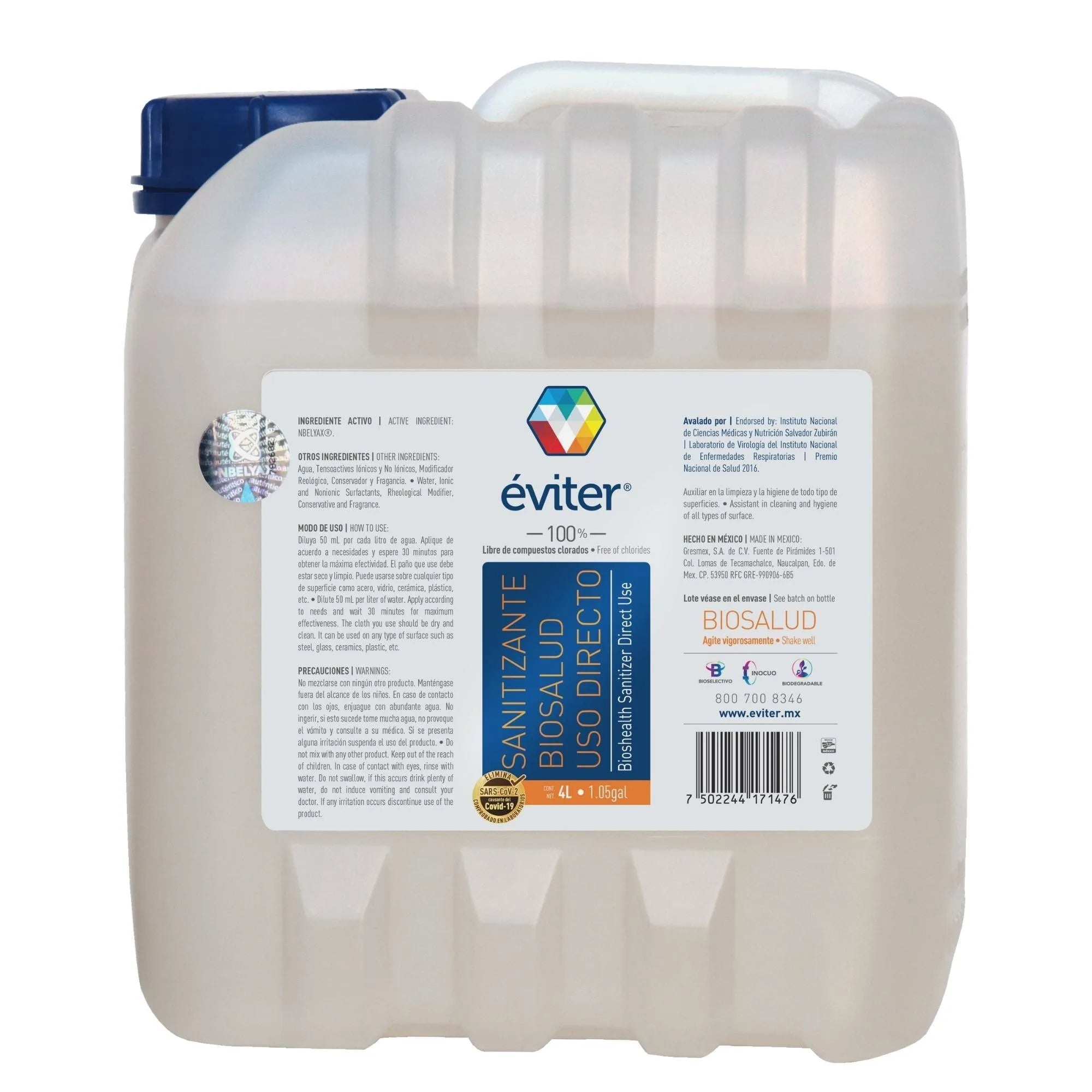 SANITIZANTE BIOSALUD USO DIRECTO ÉVITER® 4 LT