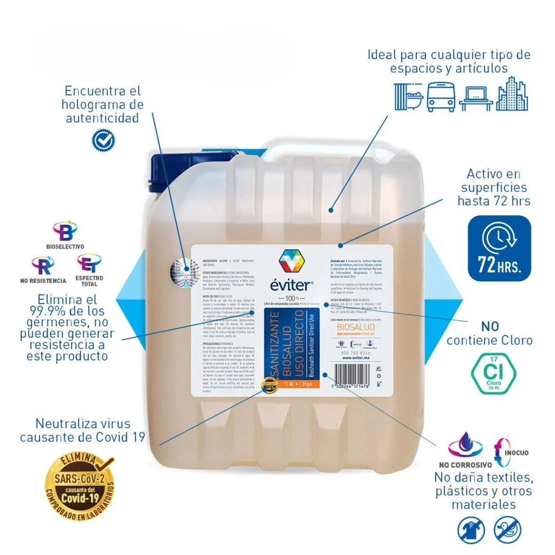 SANITIZANTE BIOSALUD USO DIRECTO ÉVITER® 4 LT