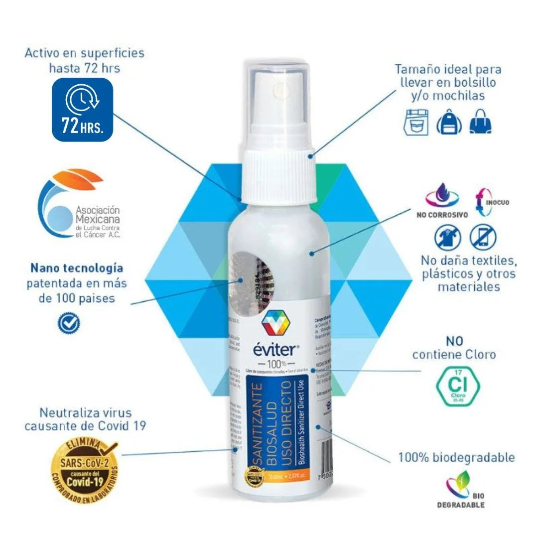 SANITIZANTE BIOSALUD USO DIRECTO ÉVITER® 60 ML