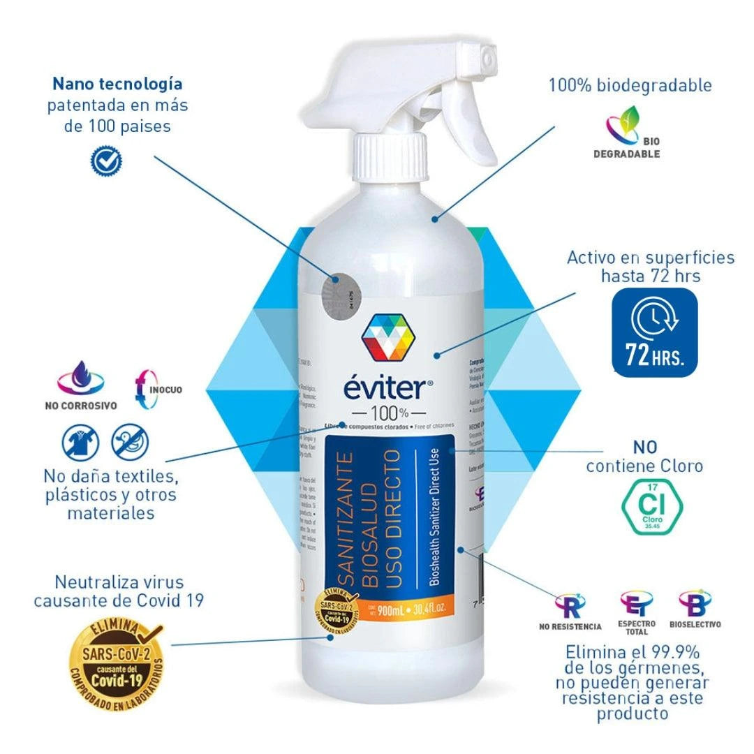 SANITIZANTE BIOSALUD USO DIRECTO ÉVITER® 900 ML