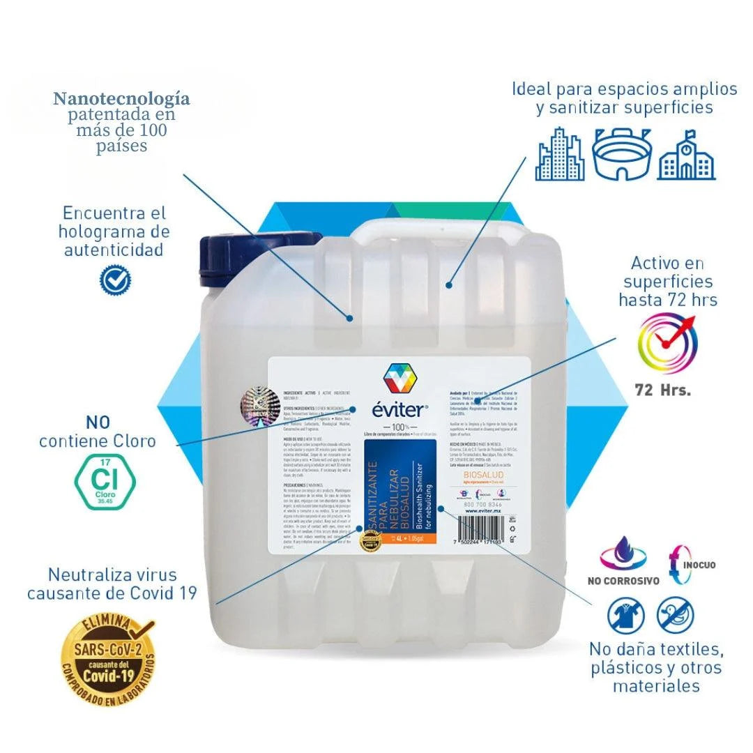 SANITIZANTE PARA NEBULIZAR BIOSALUD ÉVITER® 4 lt.